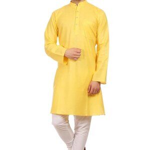 Cotton Silk Yellow Kurta Pajama s44